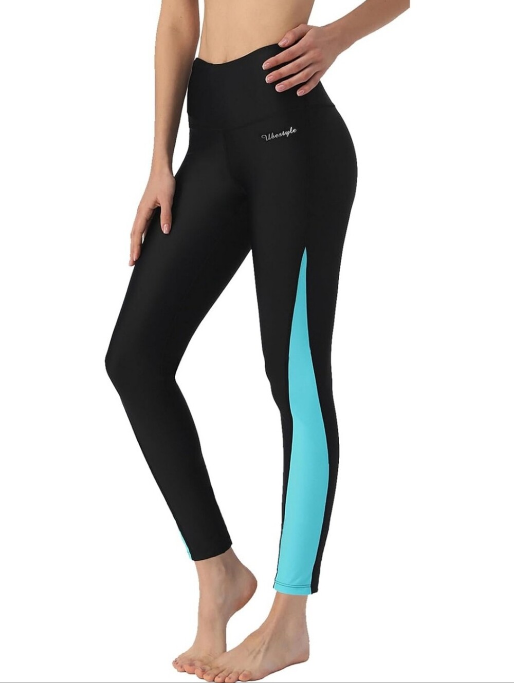 UBESTYLE Women's UPF 50+ High-Waisted Color Block Swim Pants/Rash Guard